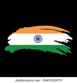 Abstract grunge Indian flag on black background