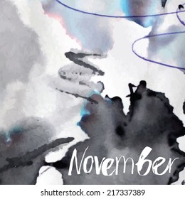 Abstract grunge ink background. Vector background. Hand drawn lettering.