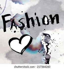 Abstract grunge ink background. Vector background. Hand drawn lettering.