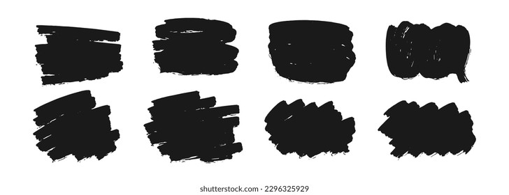 Abstract grunge ink brush stroke texture doodle set. Vector graphic