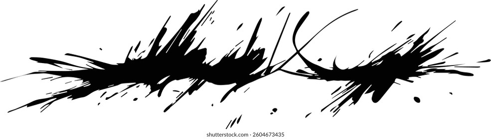 Abstract Grunge Ink Brush Stroke - High-Quality Black Paint Vector Illustration