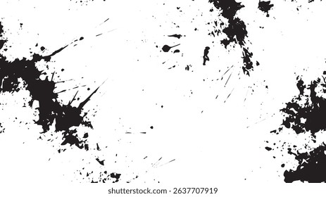 Abstract Grunge Ink Splatter Texture with Distressed Border on White Background