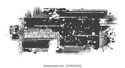 Textura Abstractas de tinta grunge con puntos semitonos y pinceladas ásperas.