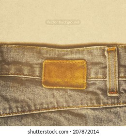 Abstract grunge jeans, vector background