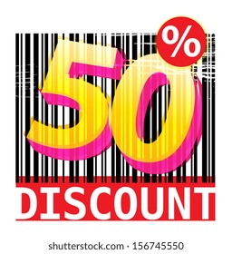 Abstract grunge label with the text 50 percent Discount, vector illustration