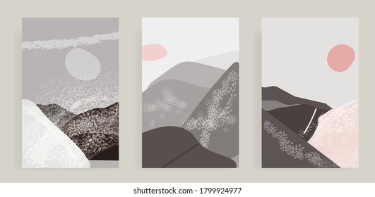 abstract grunge landscape mountain shape template stock vector background