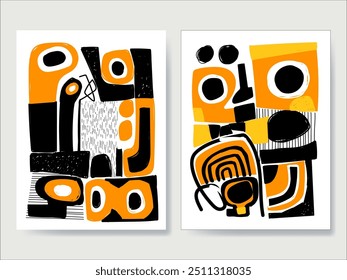 Abstract grunge line art geometric vintage composition graphic design for poster banners wall art prints.
