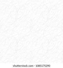 Abstract grunge linear seamless pattern with random chaotic lines, scribbles, scratches. Black curves on white background. Creative vector texture looks like chalk board drawing, scratched ice.