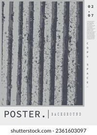 Abstract grunge lines background template copy space. Grey textured backdrop design. Vertical architectural poster or banner design.