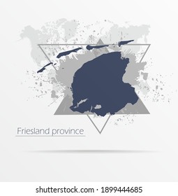 Abstract grunge map Friesland province print for t-shirt. Map Friesland province modern street style attributes. Vector art. Friesland province for. HIPSTER print for t-shirt.
