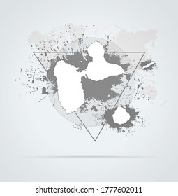 Abstract grunge map Guadeloupe print for t-shirt. Map Guadeloupe modern street style attributes. Vector art. Map Guadeloupe for. HIPSTER print for t-shirt.