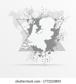 Mapa abstracto de los Países Bajos impreso para camiseta. Mapa de los atributos de estilo moderno de calle de los Países Bajos. Mapa holandés de vectores. Impresión HIPSTER para camiseta.