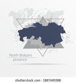 Abstract grunge map  North Brabant province print for t-shirt. Map  North Brabant province modern street style attributes. Vector art.  North Brabant  province for. HIPSTER print for t-shirt.
