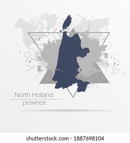 Abstract grunge map North Holland province print for t-shirt. Map North Holland province modern street style attributes. Vector art. North Holland province for. HIPSTER print for t-shirt.
