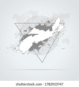 Abstract grunge map Nova Scotia print for t-shirt. Map Nova Scotia modern street style attributes. Vector art. Map Nova Scotia for. HIPSTER print for t-shirt.