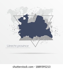 Abstract grunge map Utrecht province print for t-shirt. Map Utrecht province modern street style attributes. Vector art. Utrecht  province for. HIPSTER print for t-shirt.
