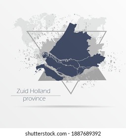 Abstract grunge map Zuid Holland province print for t-shirt. Map Zuid Holland province modern street style attributes. Vector art. Zuid Holland province for. HIPSTER print for t-shirt.
