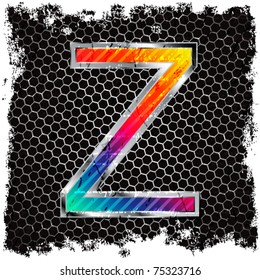  Abstract grunge metallic background and metal, colored letter Z