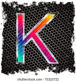  Abstract grunge metallic background and metal, colored letter K
