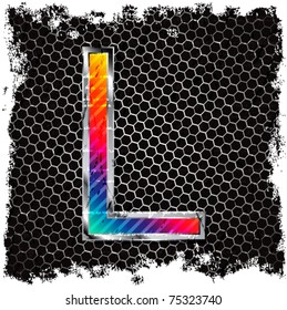  Abstract grunge metallic background and metal, colored letter L