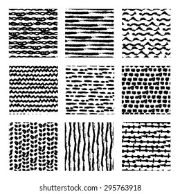 Abstract grunge minimalistic seamless patterns set, design elements. Can be used for invitations, greeting cards, scrapbooking, print, gift wrap, manufacturing