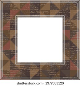 Abstract grunge mosaic border made in coffee colors. Vector illustration. Design element for poster, photo frame or home decor.
