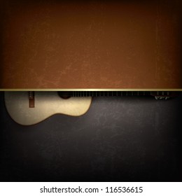 Abstract grunge music background with acoustic guitar