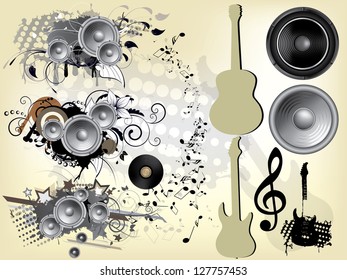 abstract grunge music background with guitar