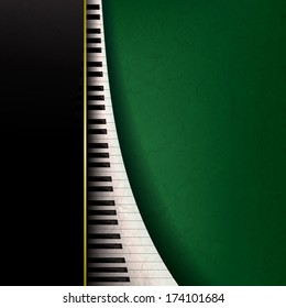 Abstract Grunge Music Background With Piano Keys On Green 