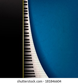 abstract grunge music background with piano keys on blue 