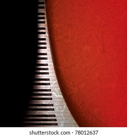 Abstract Grunge Music Background With Piano Keys On Red