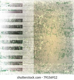 abstract grunge music background with piano keys on green