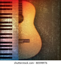 abstract grunge music background with piano and guitar