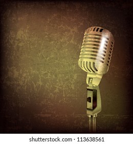 Abstract Grunge Music Background With Retro Microphone