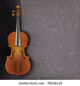 abstract grunge music background with violin on a grey