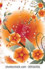 Abstract grunge musical background. Vector