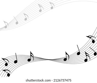 Abstract grunge musical design. Musical staff and notes. Vector illustration.