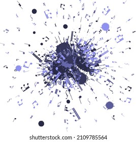 Abstract grunge musical design. Violet grunge banner in Very Peri color. Vector illustration.