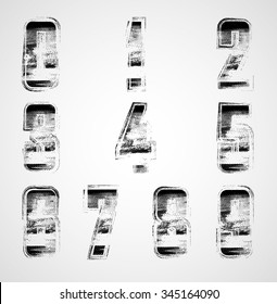 Abstract Grunge Numbers Set. Vector Illustration. 