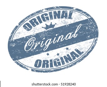  Abstract  grunge office rubber stamp with small stars, crow and the word original written inside