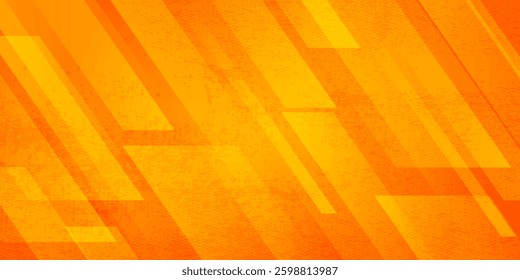 Abstract grunge orange rough background overlaps bright space with diagonal line decoration. Modern graphic design element suitable for banners, websites, flyers, covers, brochures.