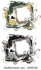 Abstract grunge ornamental frame in color, and black and white renderings. Check my portfolio for more of this series as well as thousands of other great vector items.