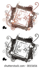 Abstract grunge ornamental frame in color, and black and white renderings. Check my portfolio for more of this series as well as thousands of other great vector items.
