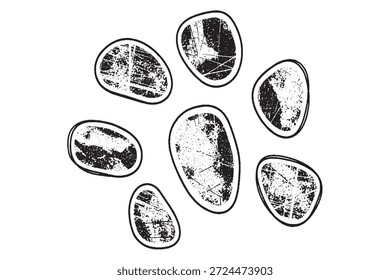 Formas ovales Abstractas del grunge fijadas en blanco y negro