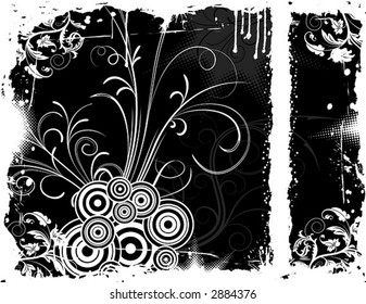 Abstract grunge paint floral chaos, element for design, vector illustration