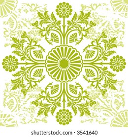 Abstract grunge painted background with flowers vector illustration