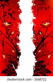 Abstract grunge painted background with flowers vector illustration