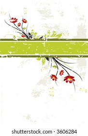 Abstract grunge painted background with flowers vector illustration
