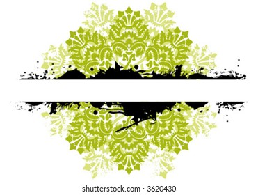 Abstract grunge painted background with ornament vector illustration