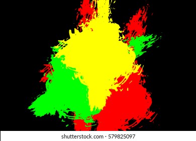 Abstract grunge painted scratched texture background . EPS10 vector illustration reggae colors green, yellow, red